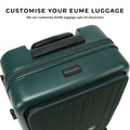 Customizable green EUME luggage with a sleek design and handle.