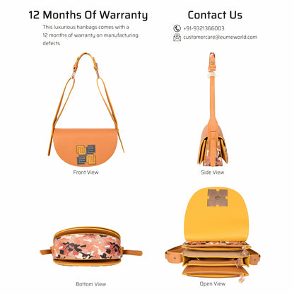 Pecan Saddle Bag in various views showcasing its stylish design.