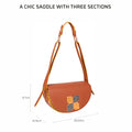 Chic Pecan Saddle Bag with three compartments and stylish design.