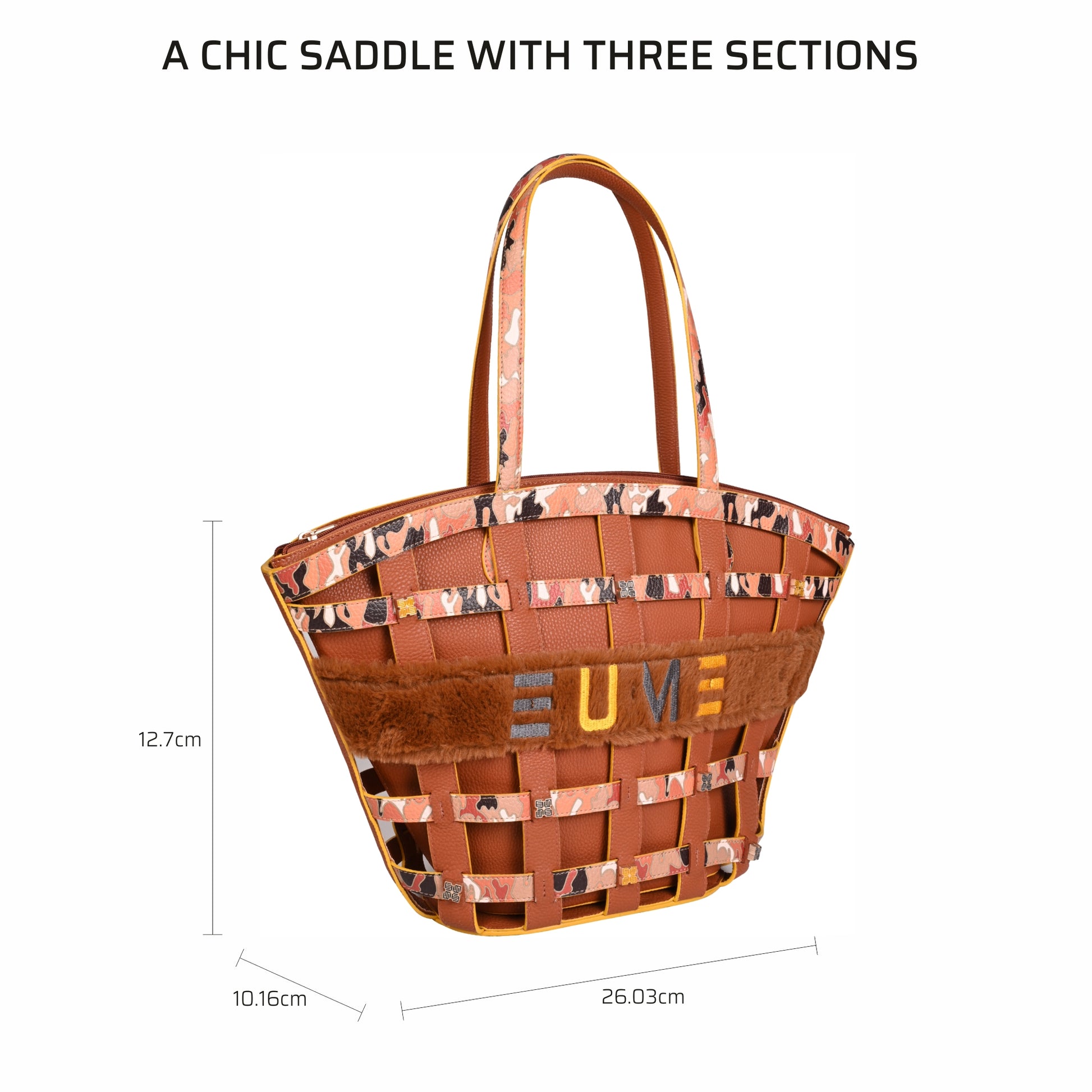 "Praline Tote Bag with chic design and three sections"