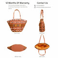 Praline Tote Bag showcasing front, side, bottom, and open views.