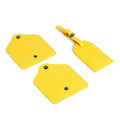 Yellow accessory kit featuring luggage tags and identification labels.