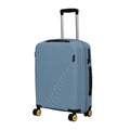 Wanderer Set of 3: Stylish blue suitcase with smooth wheels.