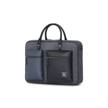 Attache Messenger Bag- Charcoal Black & Grey