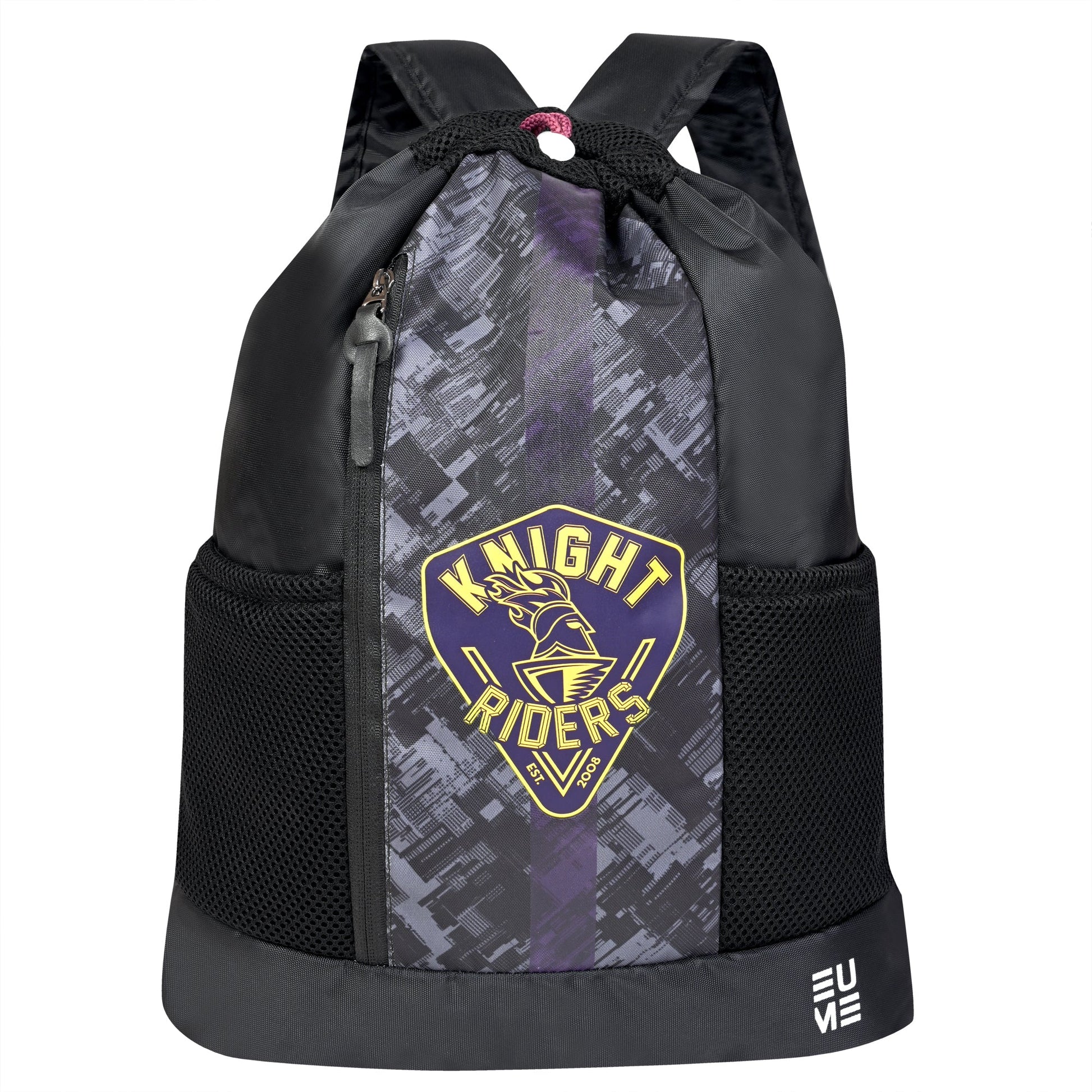 EUME Kolkata Knight Riders drawstring backpack with stylish logo design.