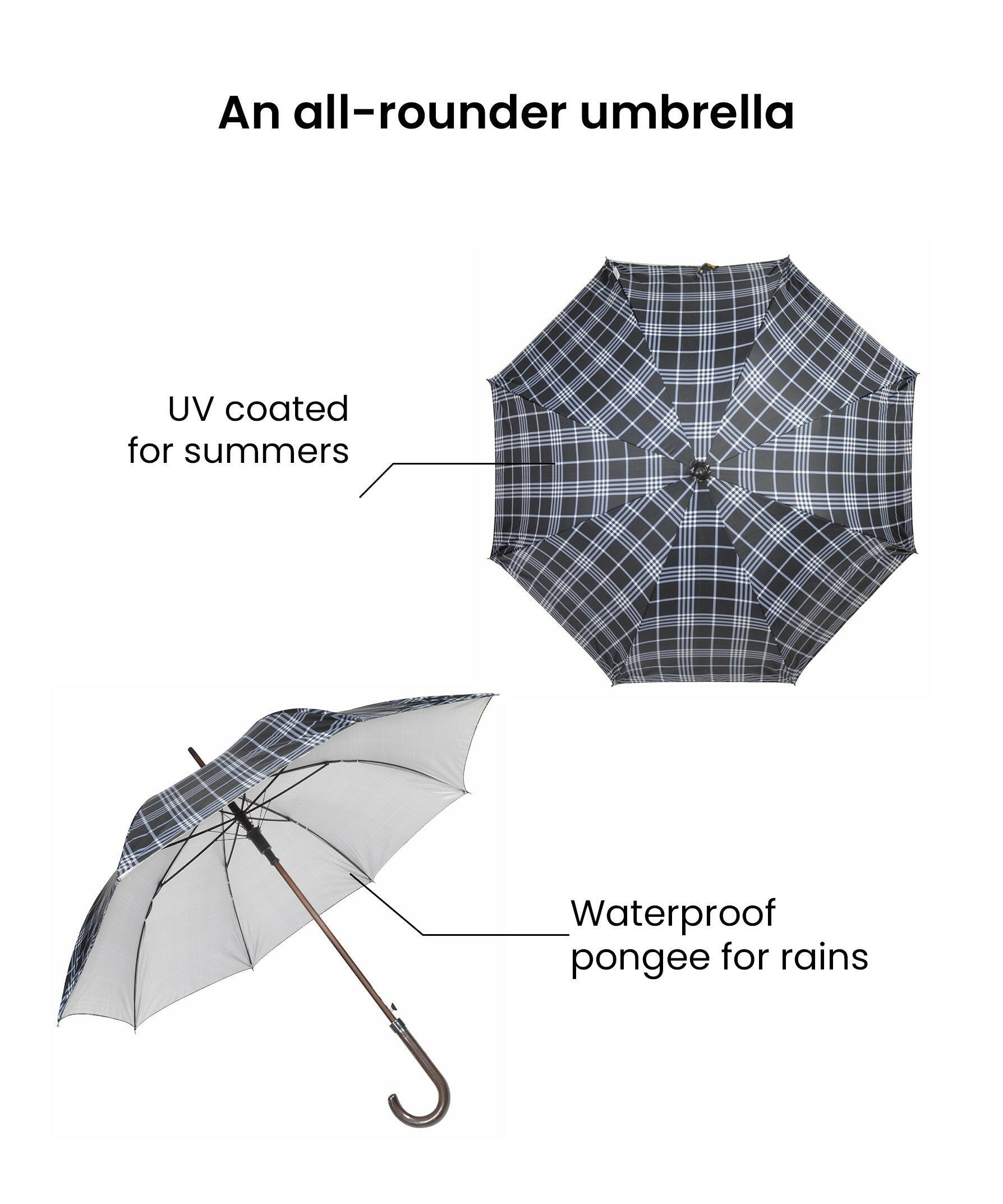 EUME Forlin 23" 1-fold AO umbrella, UV coated and waterproof design.