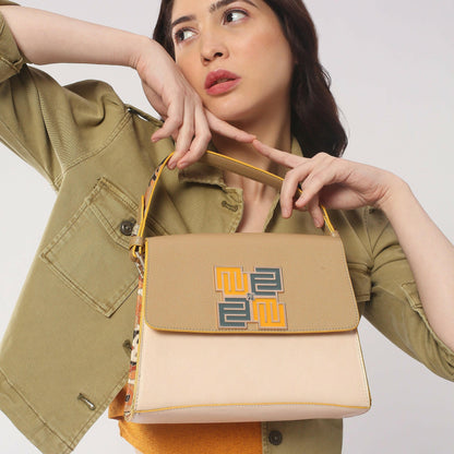 "Stylish Espresso Satchel Bag held by a model, perfect for any occasion."