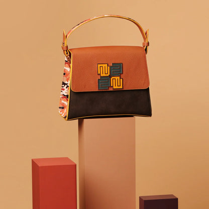 Espresso Satchel Bag in stylish brown and black design.