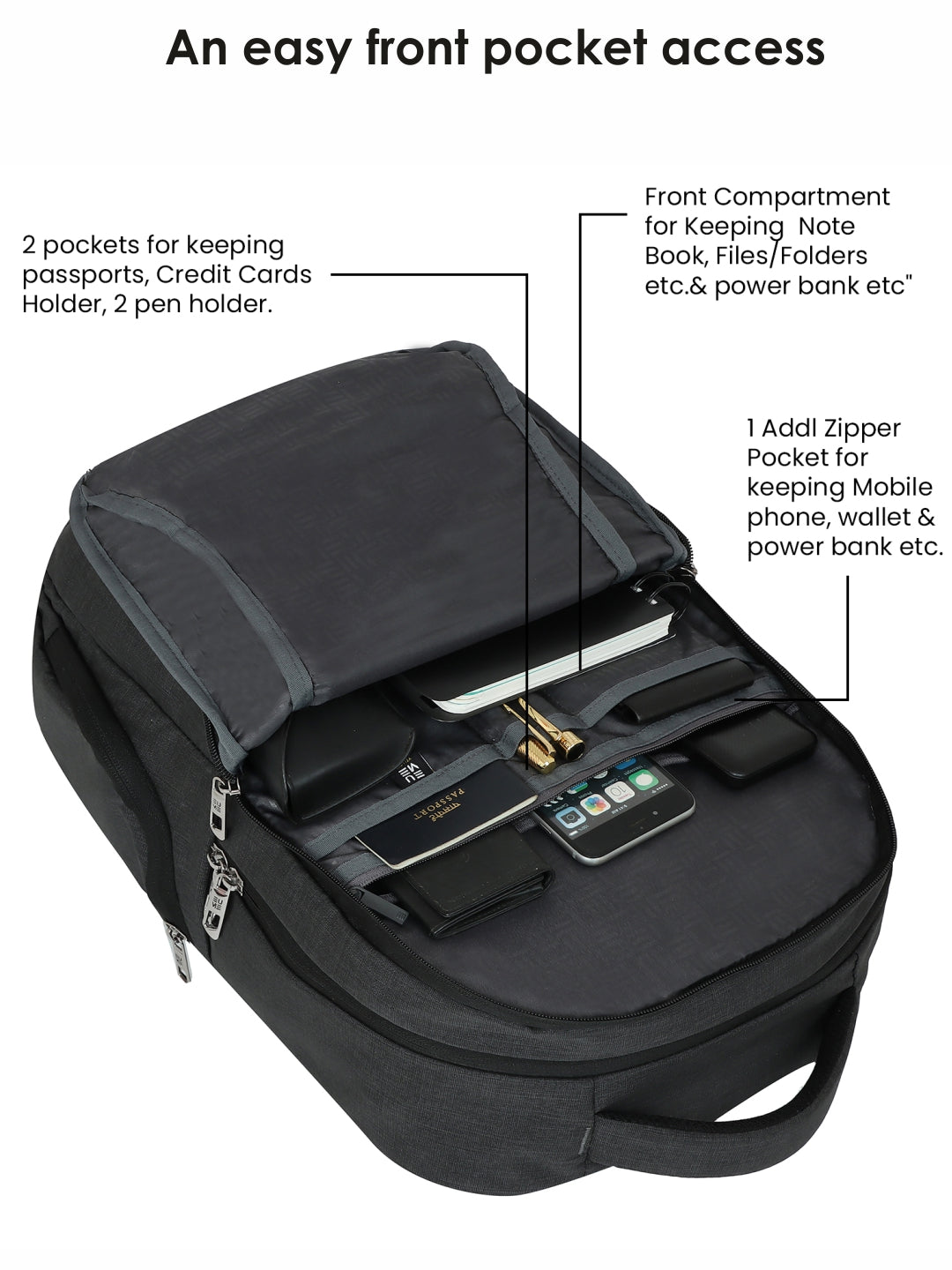 Alexis 31L Office Backpack with organized front pocket features.