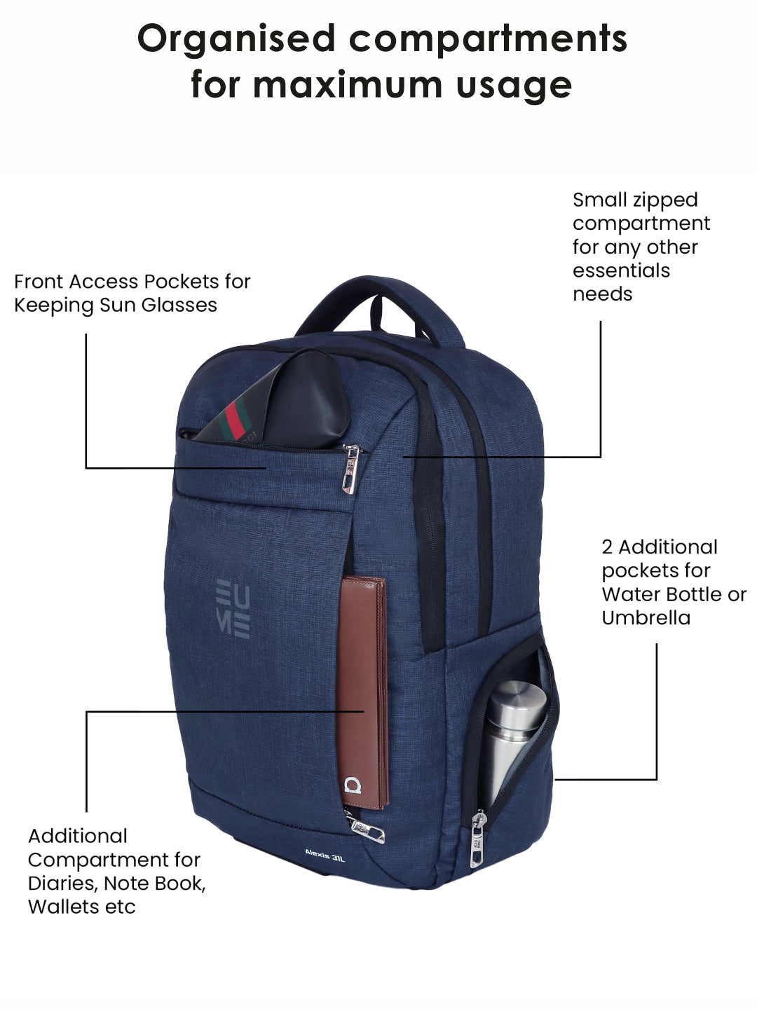 Alexis 31L Office Backpack with organized compartments for maximum usage.