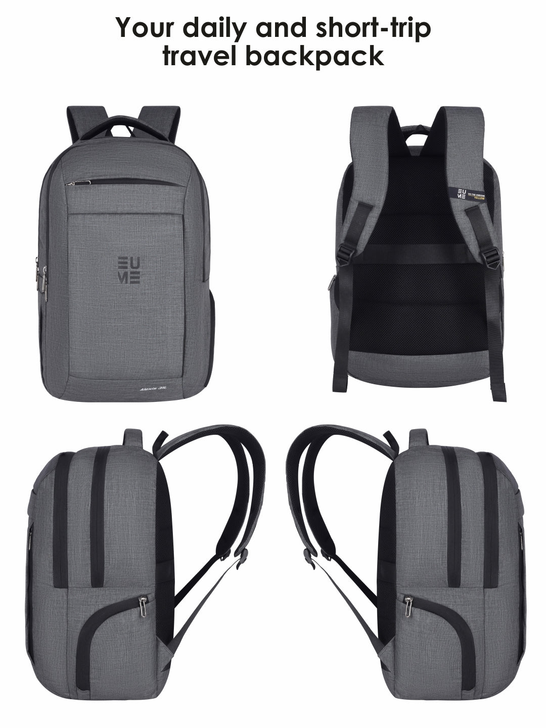 Stylish gray Alexis 31L office backpack for daily travel needs.