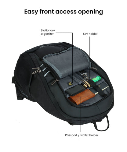 Propine 22L Massager Backpack with organized front access and storage compartments.