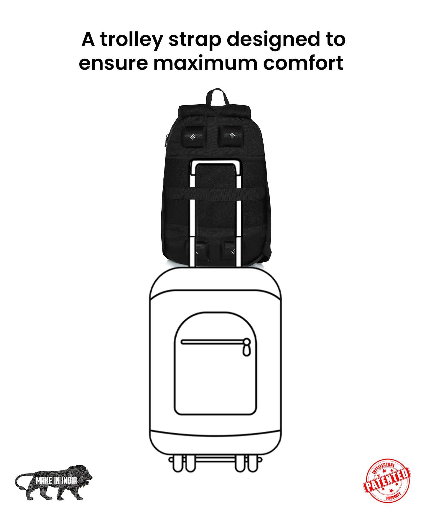 Propine 22L Massager Backpack with trolley strap for comfort.