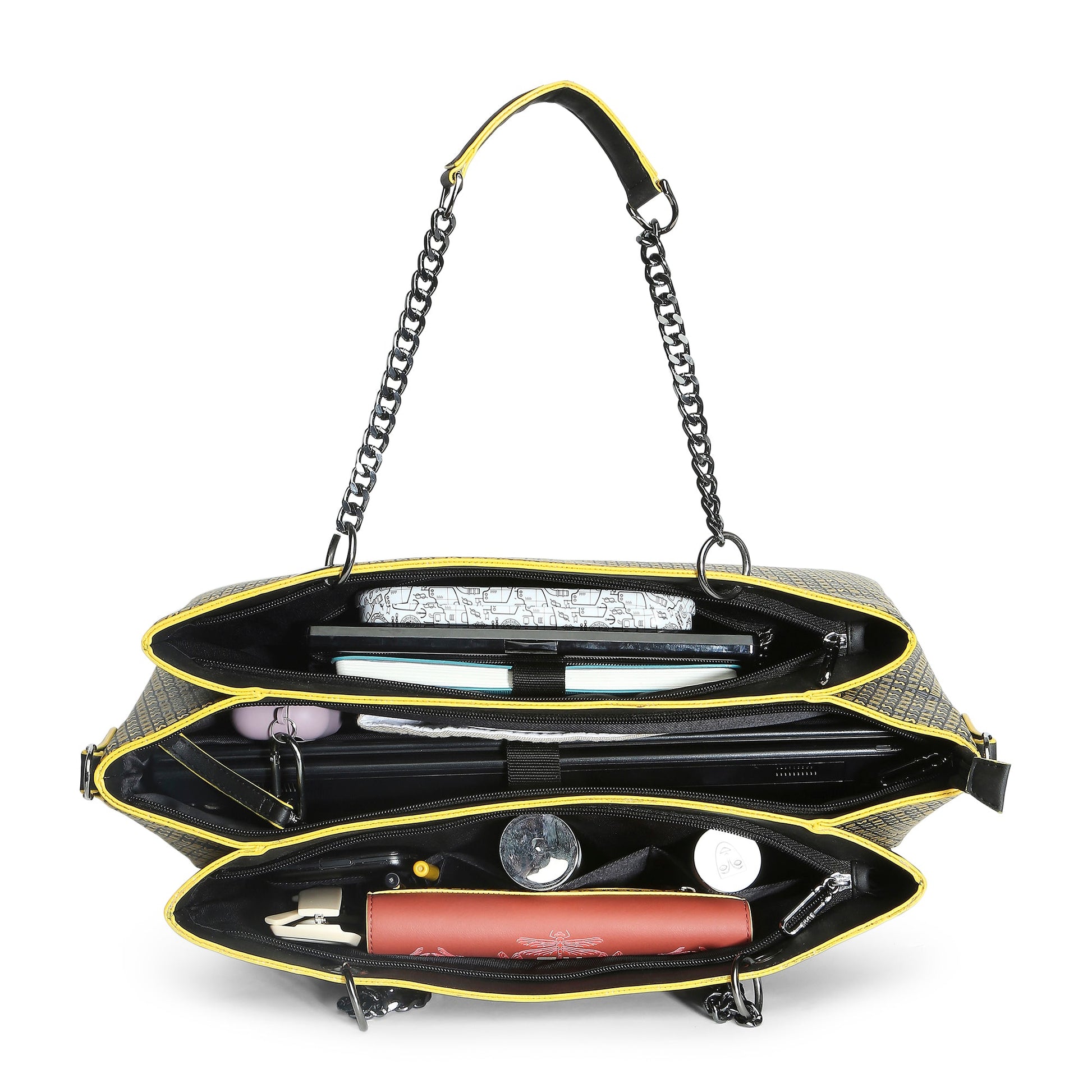 Flapper Laptop Handbag interior compartments for organized storage and style.