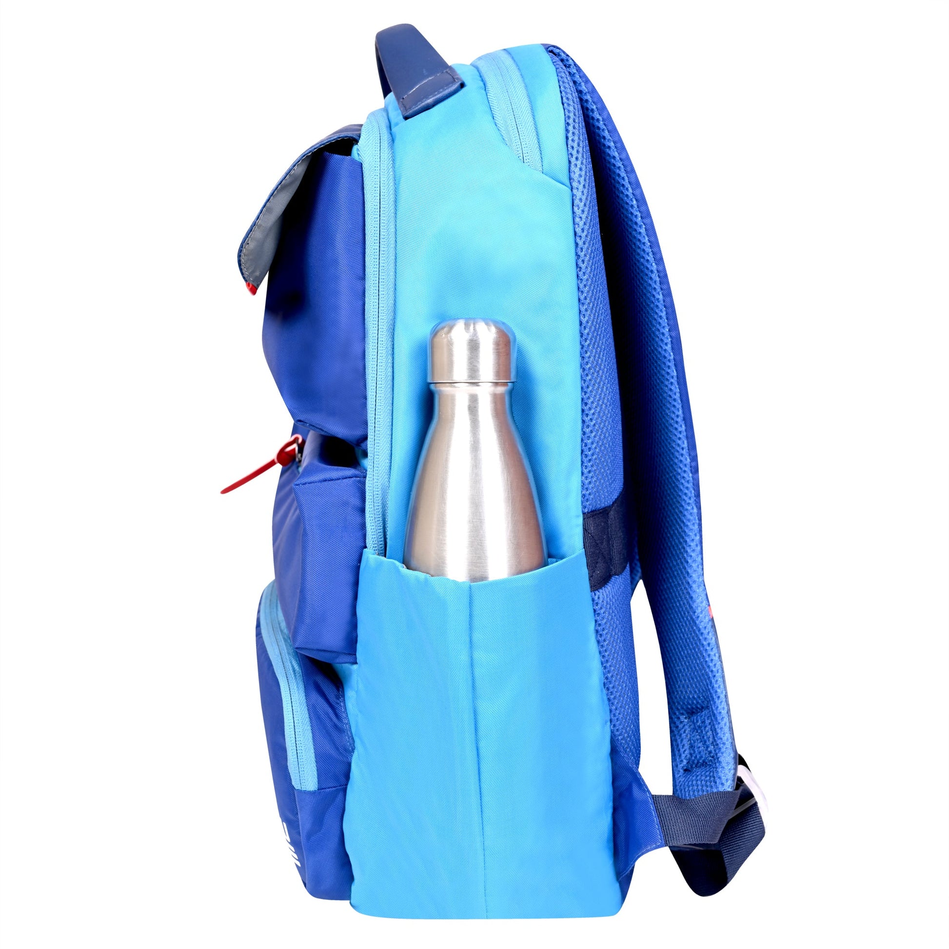 EUME Delhi Capitals 29L laptop backpack with water bottle pocket.