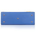 Daffodil Satchel Laptop Handbag in elegant blue color with gold studs.