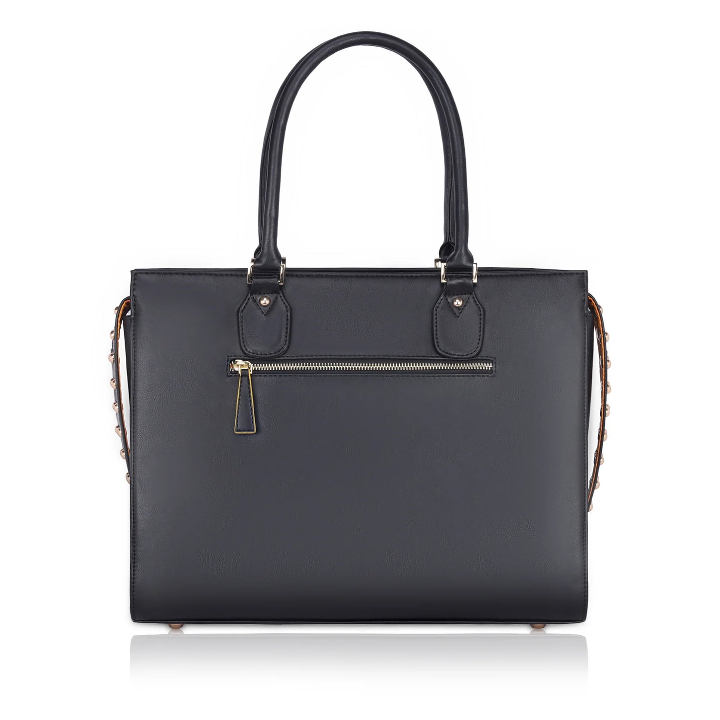 Daffodil Satchel Laptop Handbag in sleek black leather design.