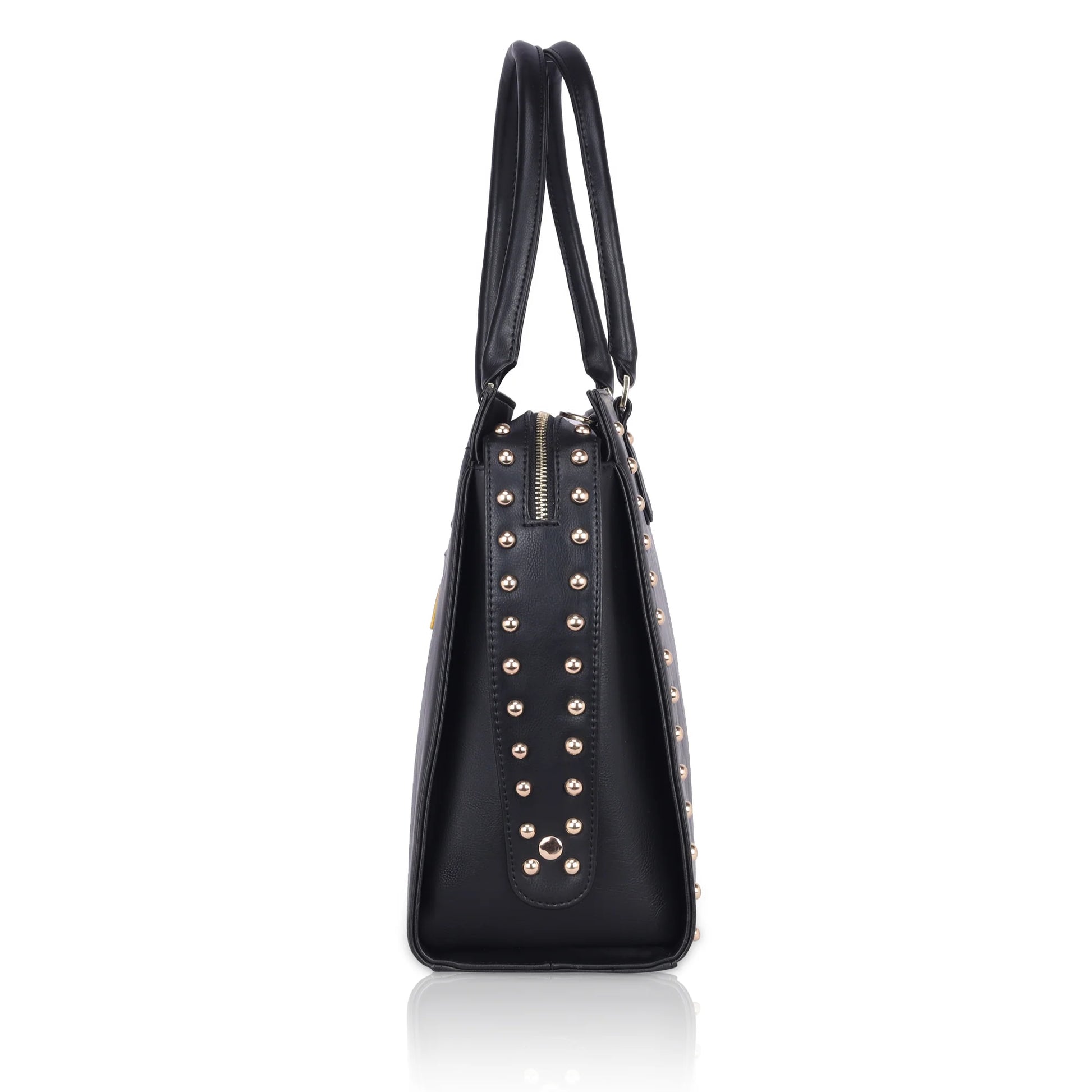 Daffodil Satchel Laptop Handbag with studded design and sleek profile.