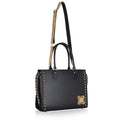 Daffodil Satchel Laptop Handbag with stylish studs and detachable strap.