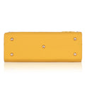 Daffodil Satchel Laptop Handbag in vibrant yellow with decorative studs.