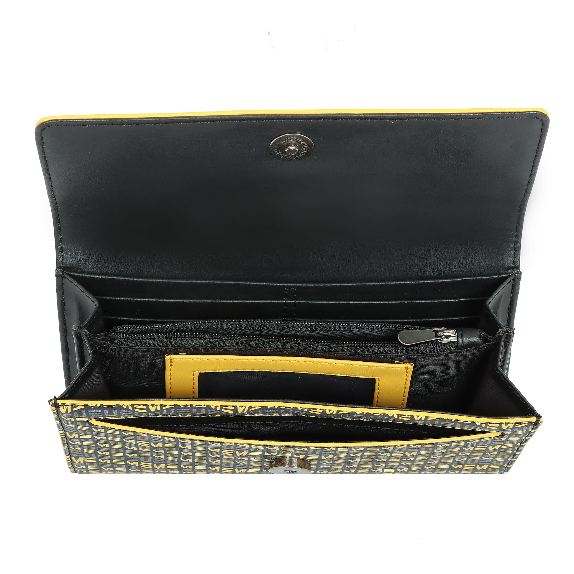 EUME Firefly Clutch interior with zip and card slots.