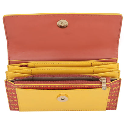 EUME Ladybug Clutch interior with multiple card slots and zippered pocket.