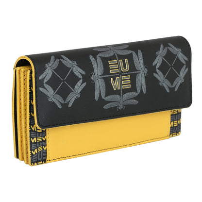 EUME Ladybug Clutch in stylish black and yellow design.