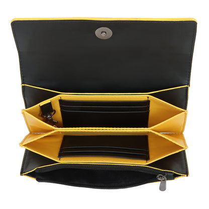 EUME Ladybug Clutch interior design with card slots and zipper pocket.