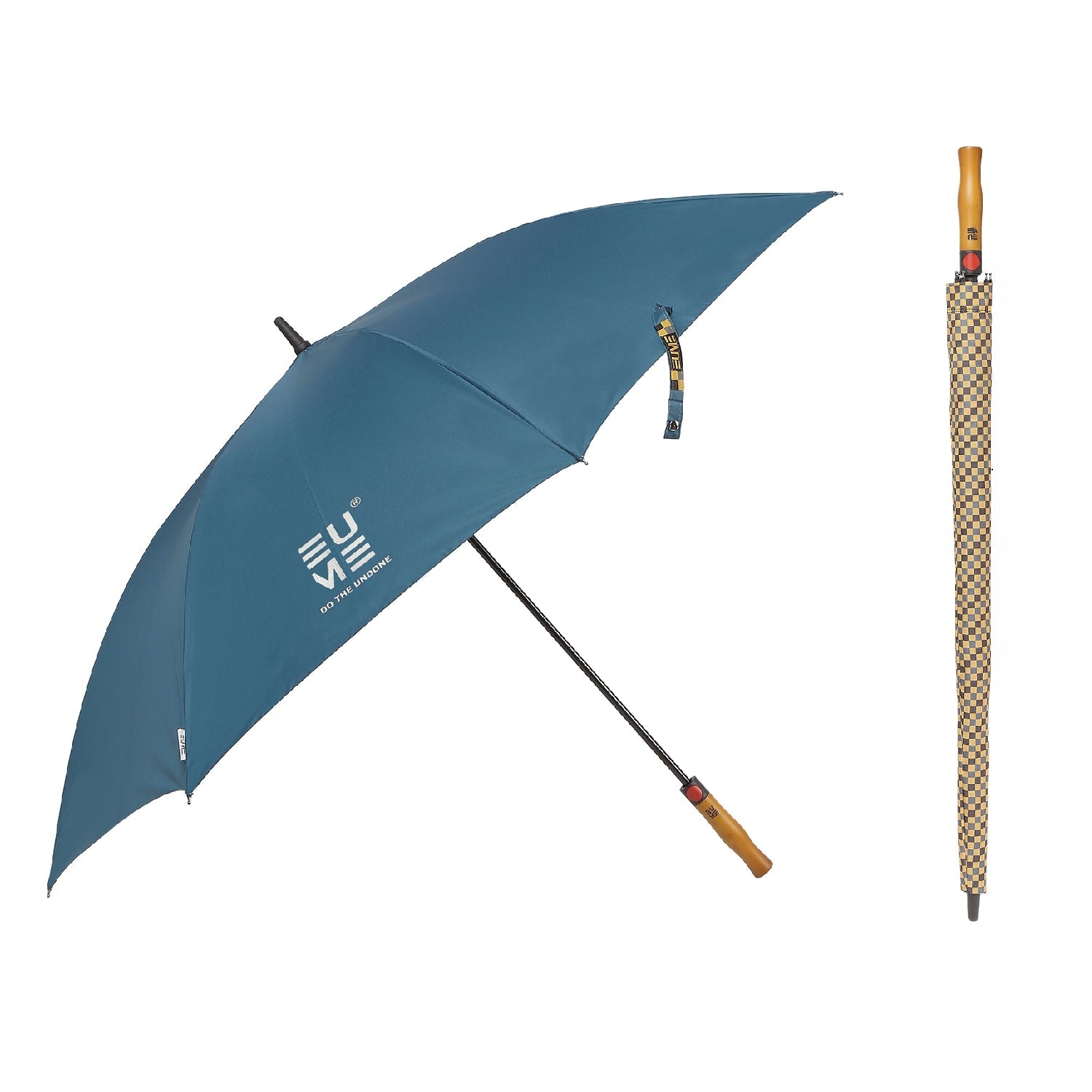 EUME Jumbo 32" Straight HO Umbrella in blue with stylish handle.