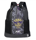 EUME Kolkata Knight Riders 19L drawstring backpack with logo design.