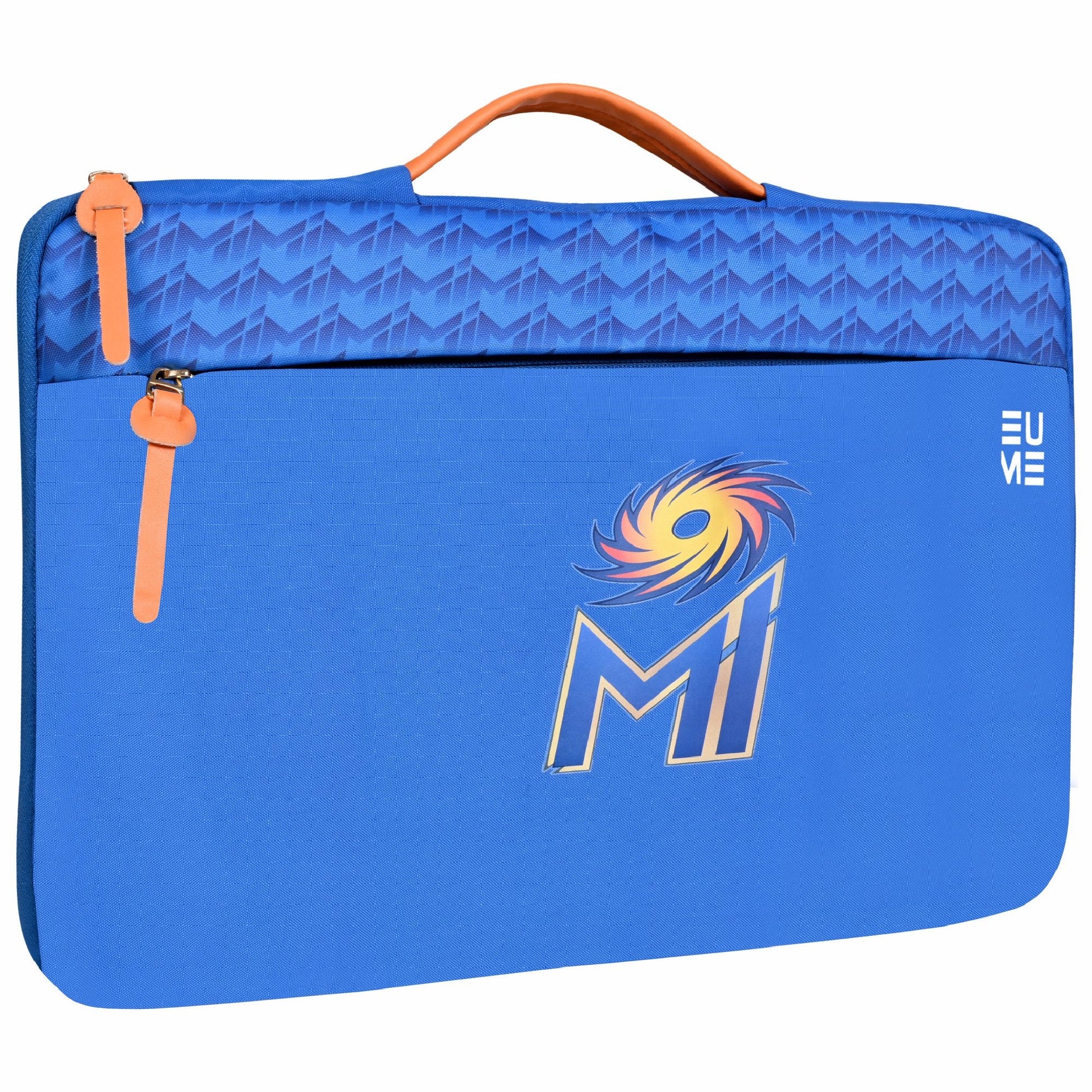 EUME Mumbai Indians 15.6 inch laptop sleeve in blue design.