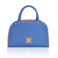 Blue Marigold Satchel Bag with gold studs and stylish design.