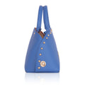 Blue Marigold Satchel Bag with decorative studs and stylish handles.