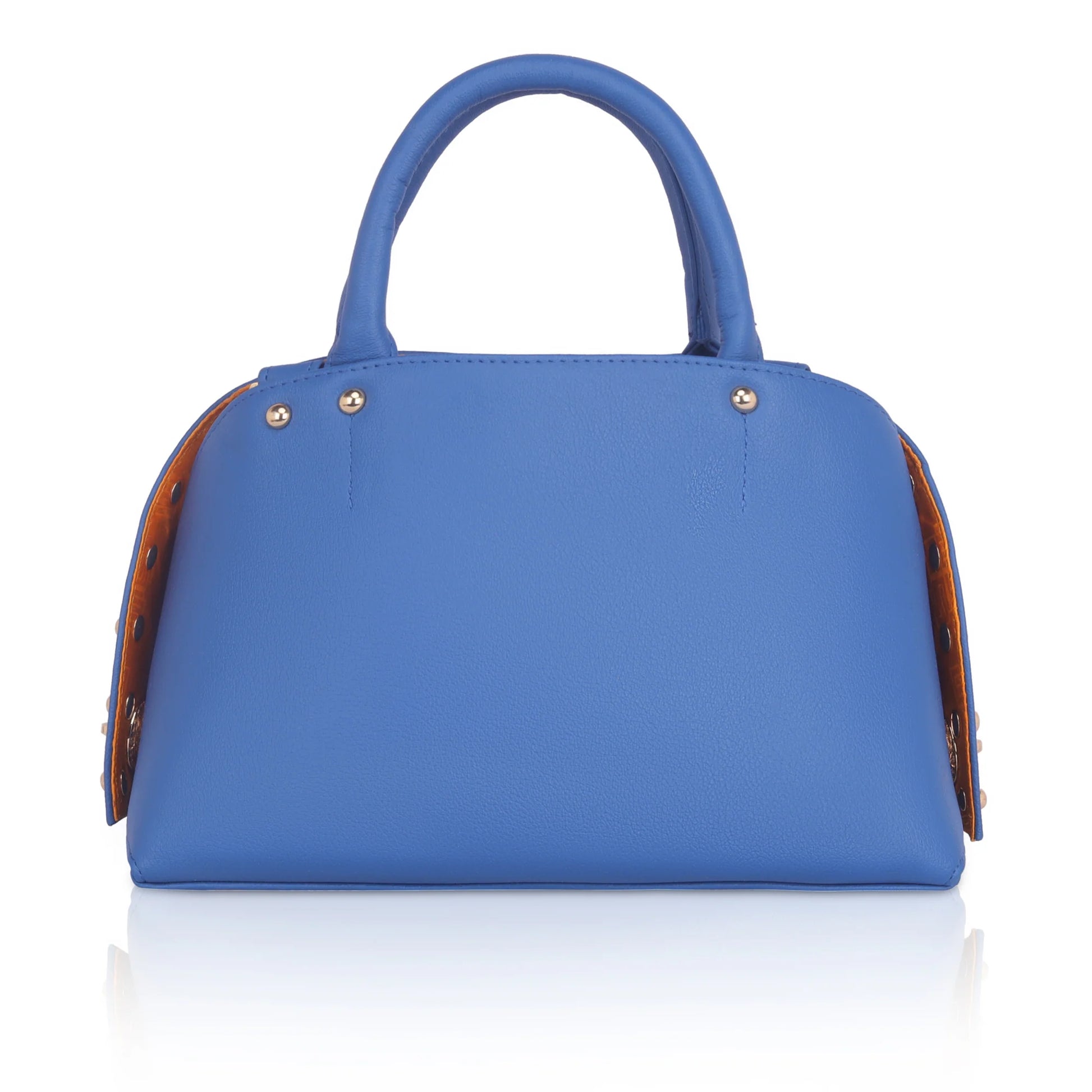 Marigold Satchel Bag in vibrant blue with stylish handles.