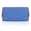 Marigold Satchel Bag in vibrant blue with decorative brass studs.