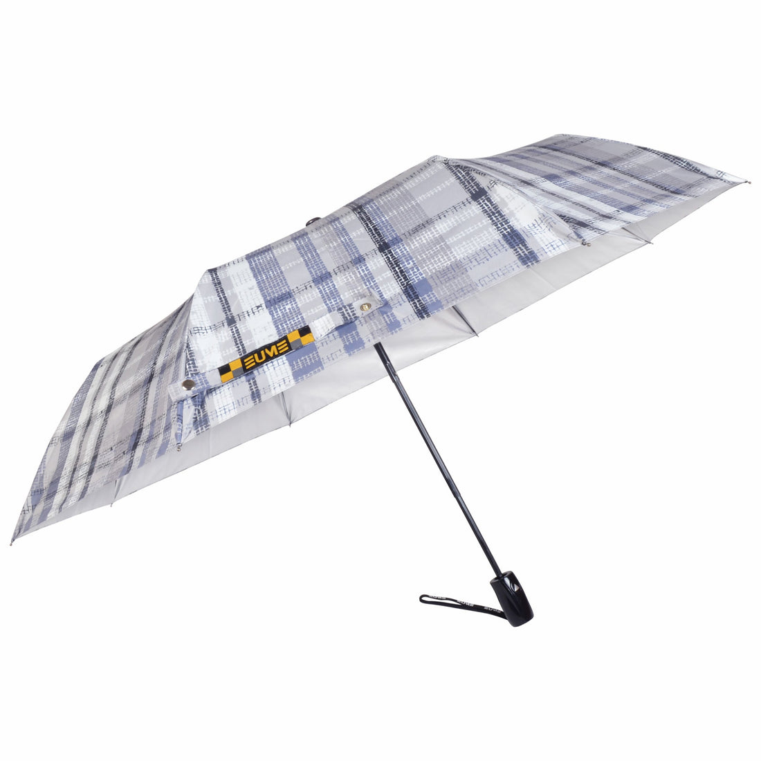 EUME Obscure 23.5" 3-fold umbrella with stylish plaid design.