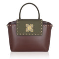 Orchid single sling laptop tote bag with studded design and stylish handles.