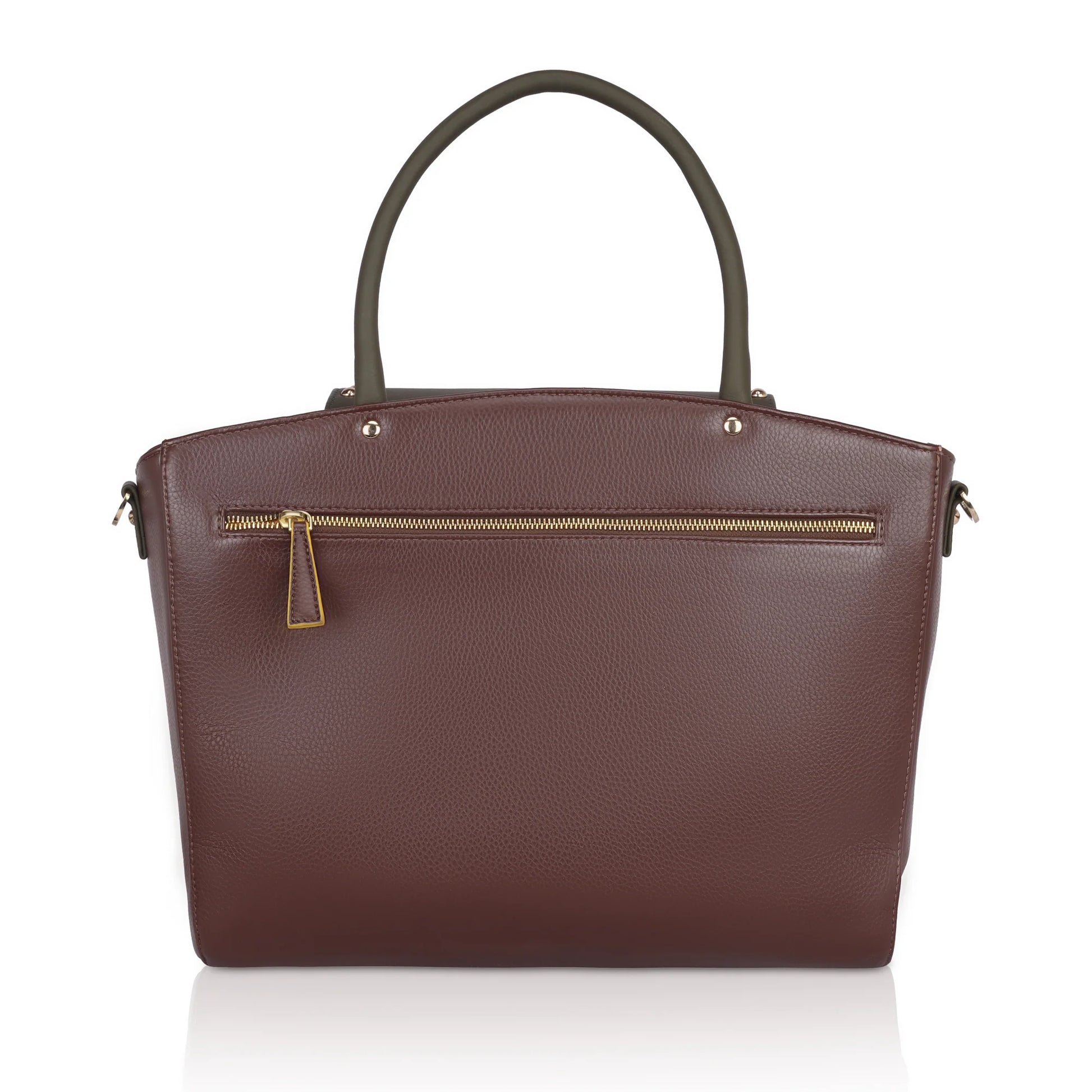 Stylish brown Orchid single sling laptop tote bag with zipper pocket.