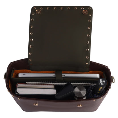 Orchid single sling laptop tote bag with organized interior compartments.