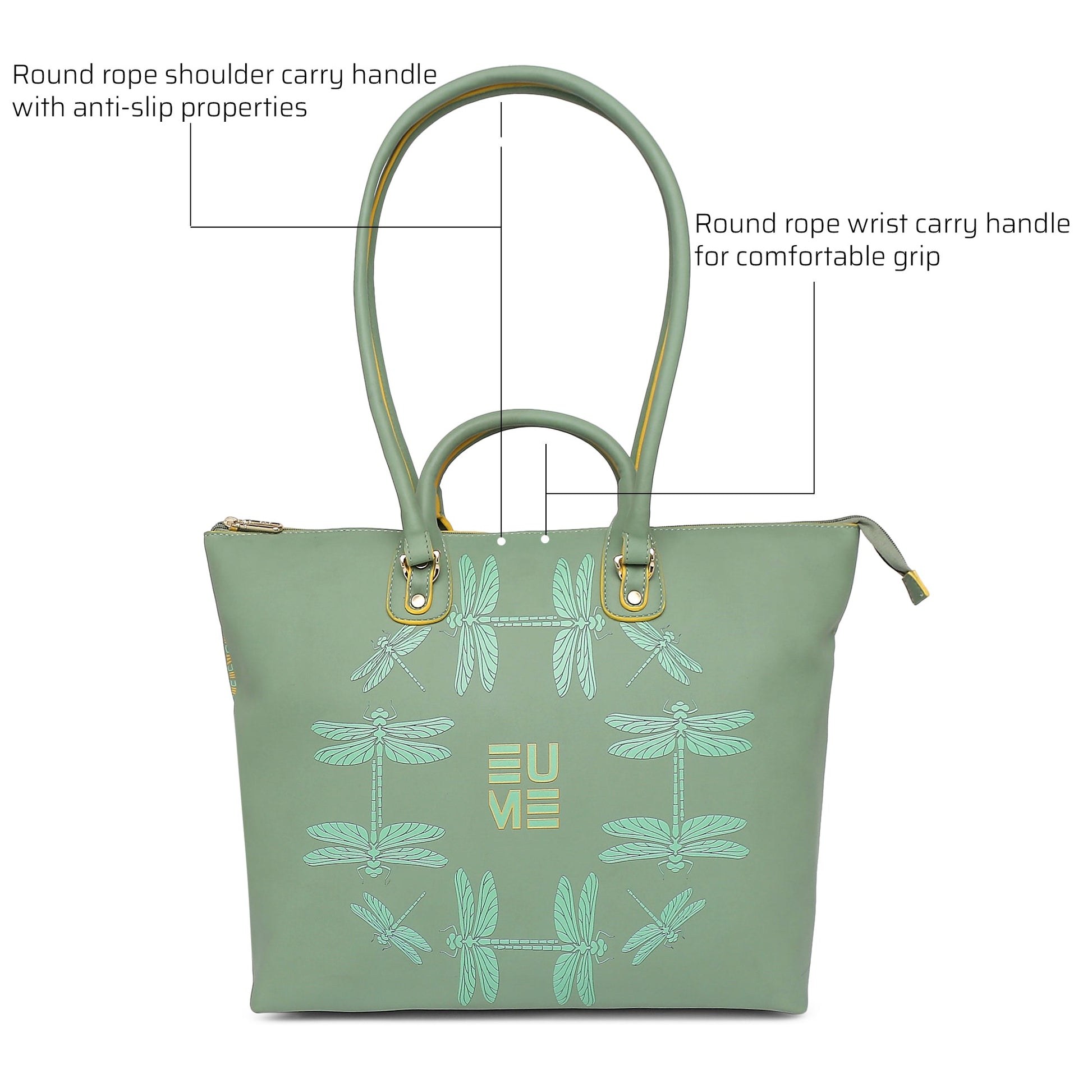 Stylish Broadwing Laptop Handbag with unique dragonfly design and comfortable handles.