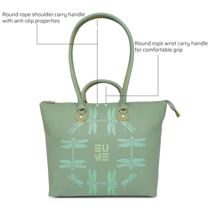 Stylish Broadwing Laptop Handbag with unique dragonfly design and comfortable handles.