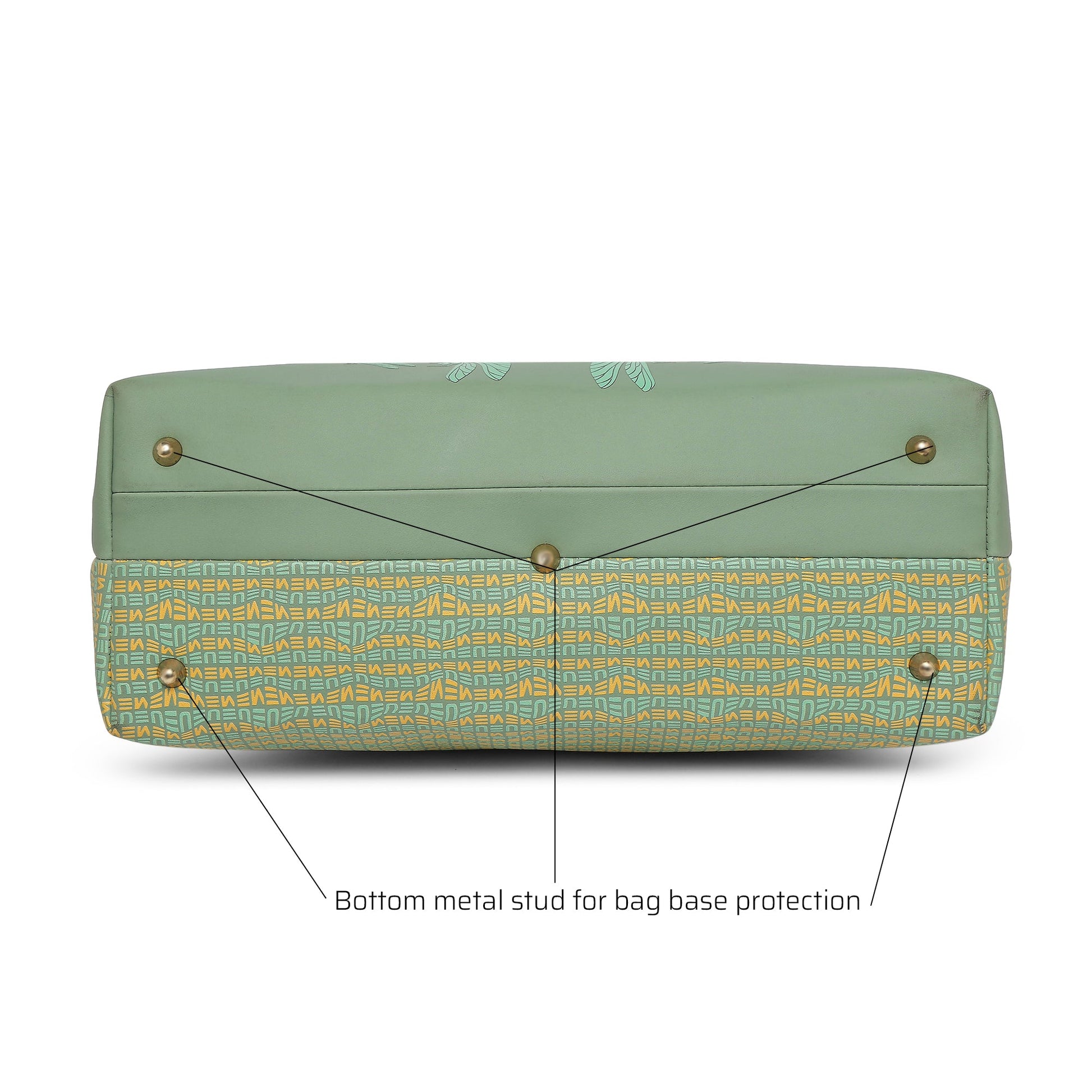 Broadwing Laptop Handbag bottom view with protective metal studs.