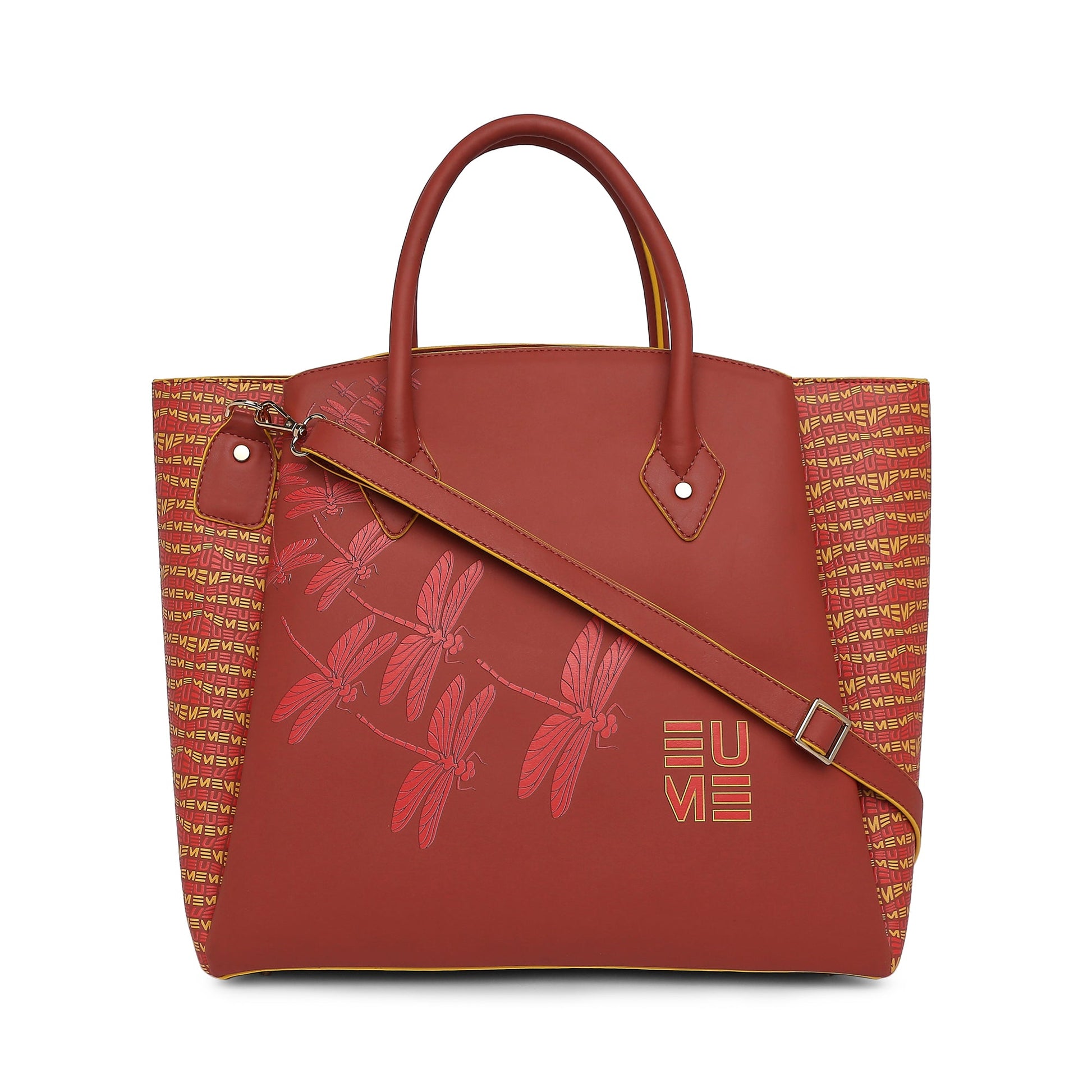 "Stylish Spreadwing Tote Handbag with floral design and shoulder strap."