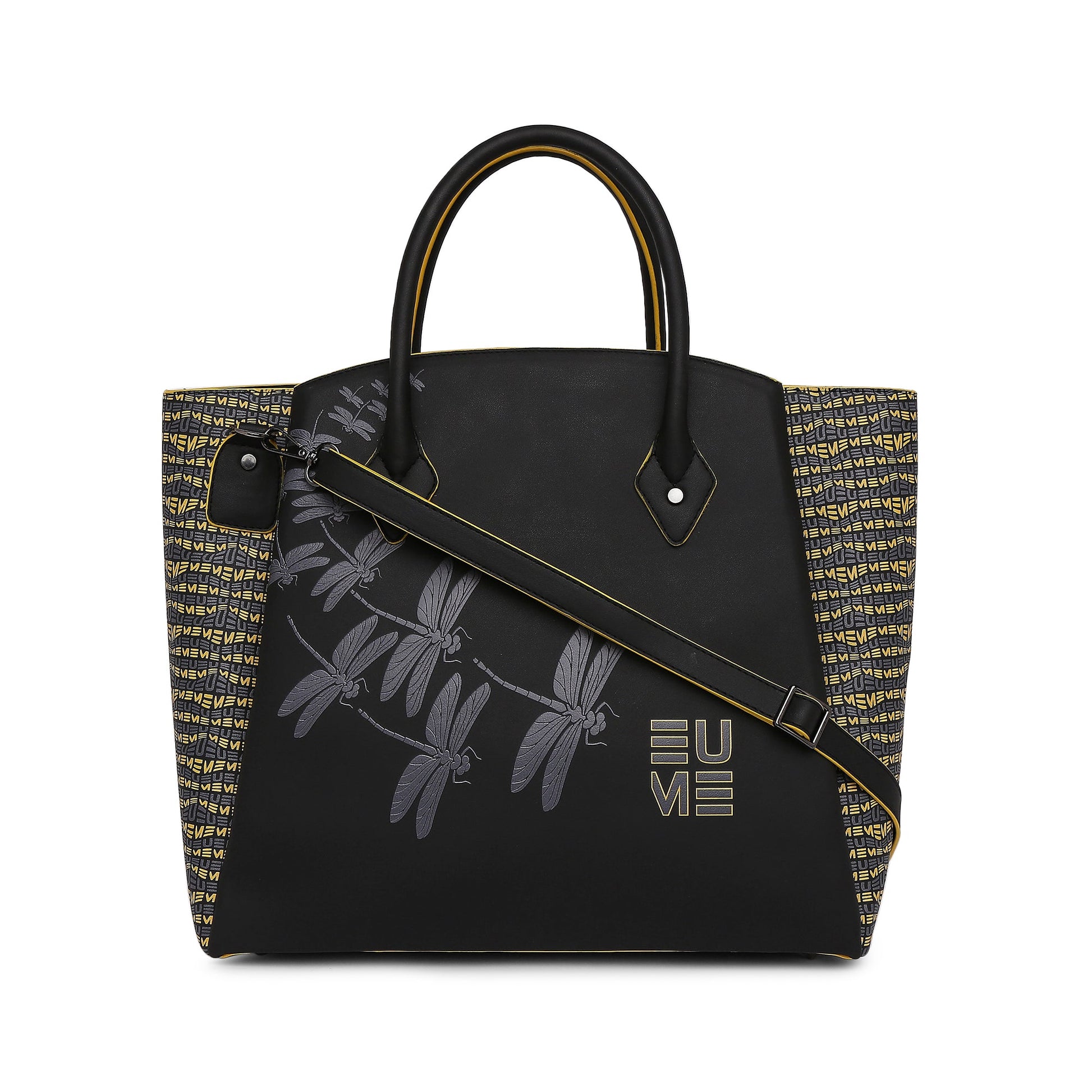 Stylish Spreadwing Tote Handbag with dragonfly design and bold colors.