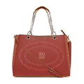 Stylish Flapper Laptop Handbag with chain and embroidered design.