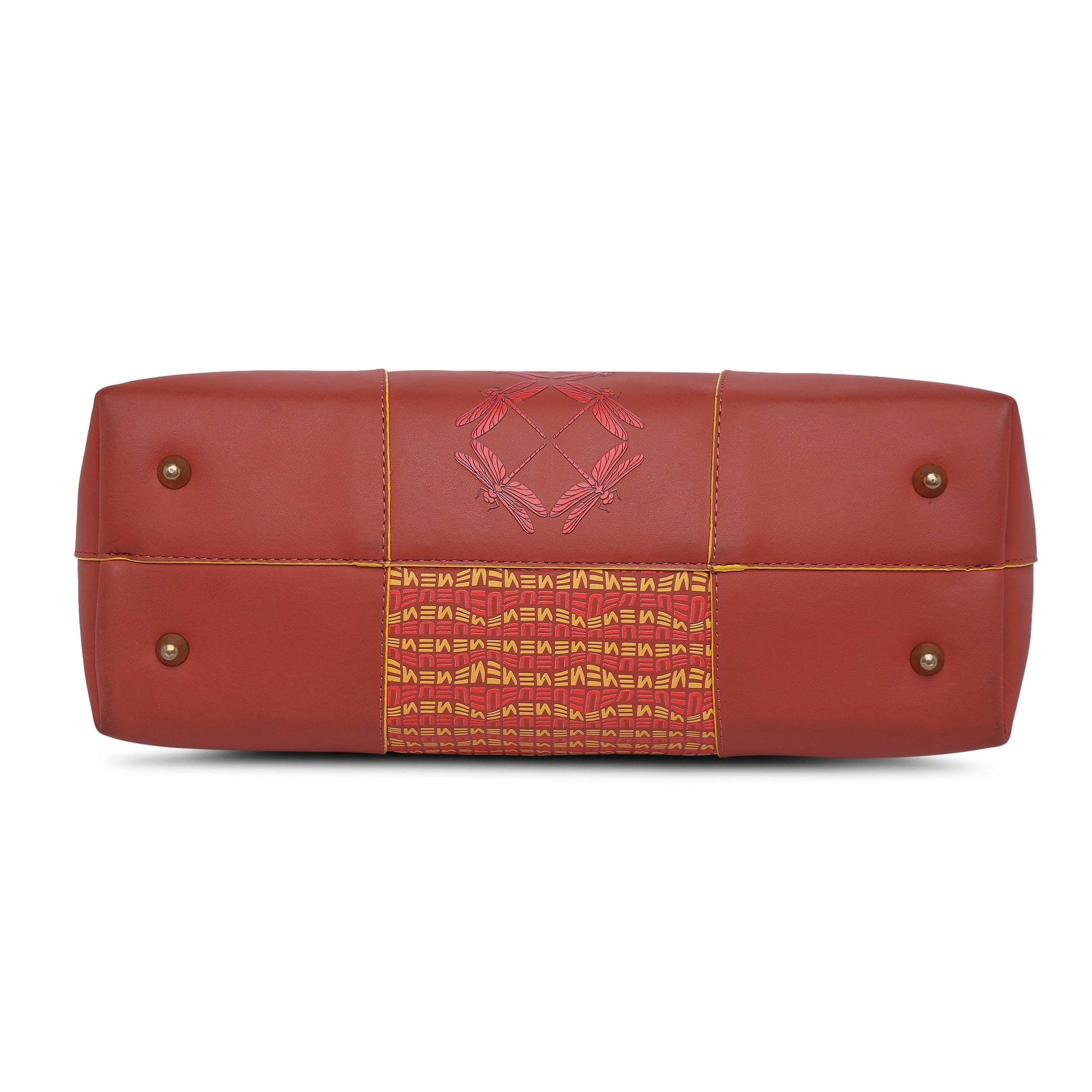 Luna Bowling Handbag with vibrant design and colorful woven pattern.