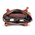 Inside view of the Luna Bowling Handbag showing organized compartments.