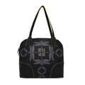 Luna Bowling Handbag with dragonfly design and yellow accents.