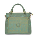 Skimmer Tote Handbag in green with dragonfly design and chain strap.