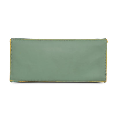 Spike-tail satchel handbag in stylish green leather.
